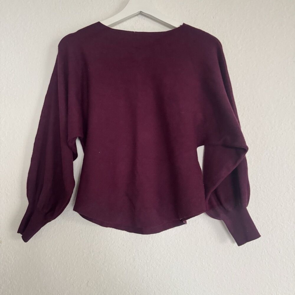 Luna Dolman Sleeve Embellished Pullover Sweater Studded Purple Rounded Hem Sz S - Picture 12 of 15